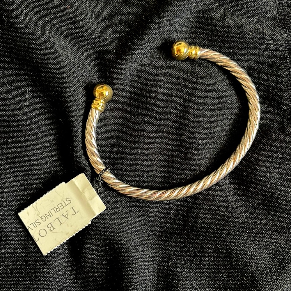 NEW Talbots Sterling Silver Two Toned Cuff Bracelet